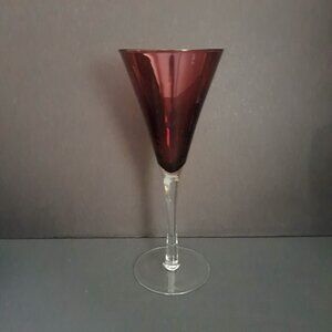 Pottery Barn Amethyst Fluted Champagne Glass Purple Stemware Elegant Holiday 9"